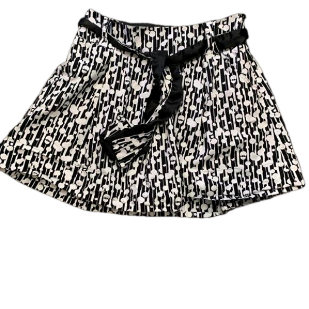 Maurice’s  Black/White Design Flare Skirt, Size Medium polkadots, & stripes